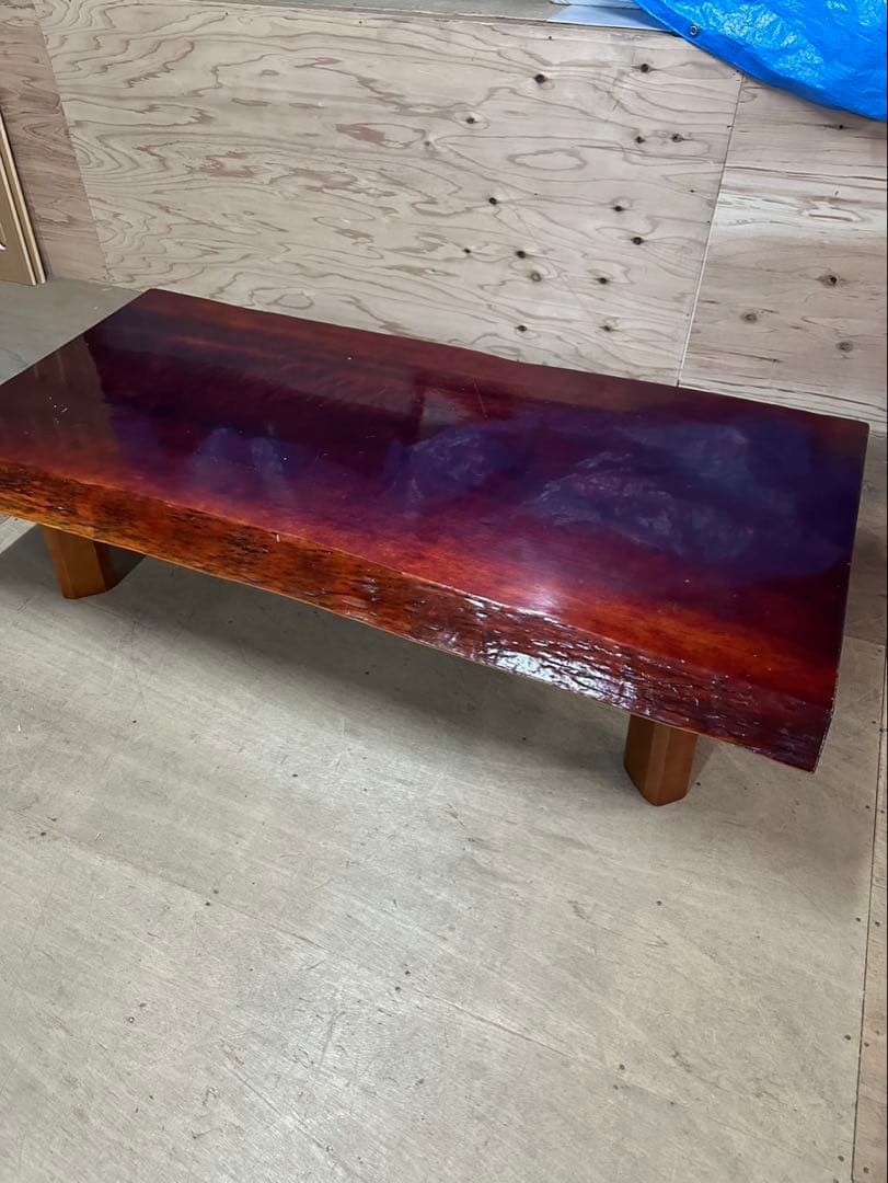 一枚板風ローテーブル　座卓　ローボード　天然木系