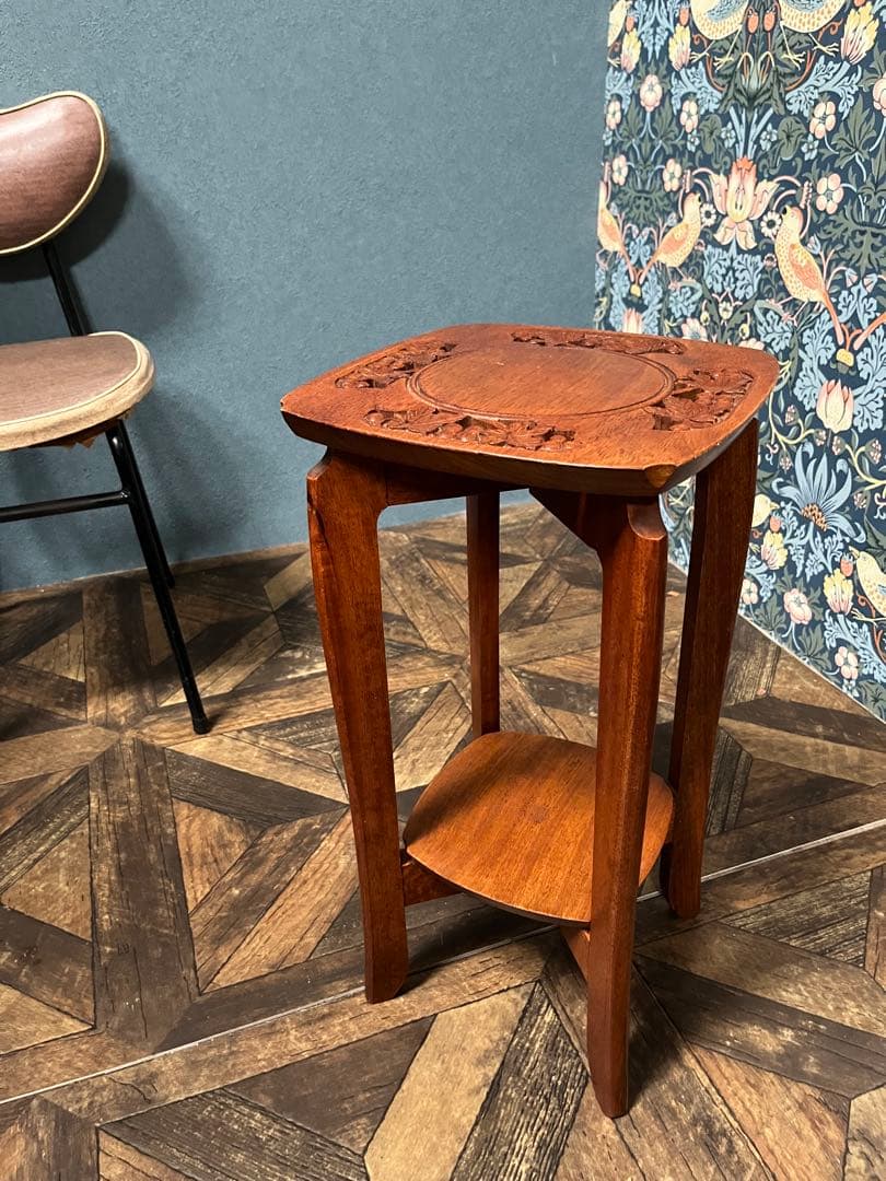 花台 スツール 木製 インテリア 彫刻 木彫り