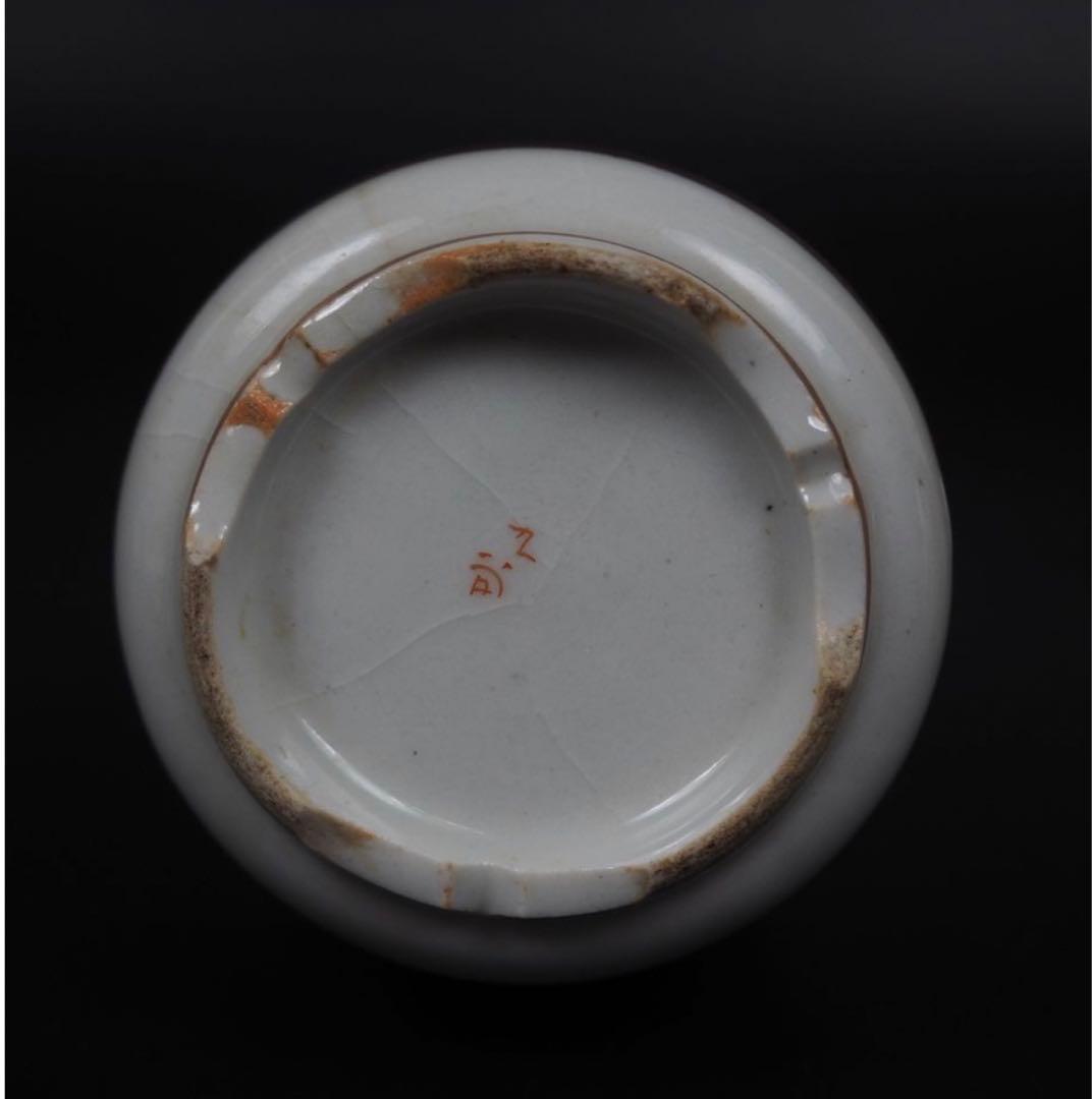 送料無料　明治～大正　古い九谷焼　松鶴梅図徳利一対　本金使用