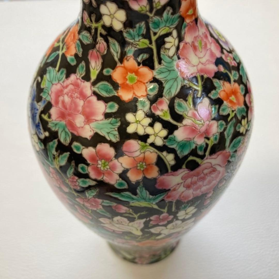 大清乾隆年製 花瓶 花器 置物 オブジェ 花柄 金彩 陶磁器 陶器 レトロ