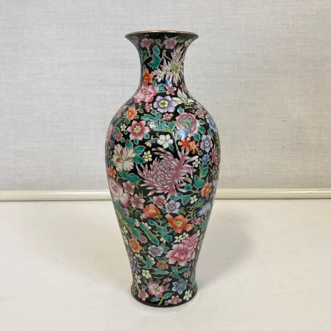 大清乾隆年製 花瓶 花器 置物 オブジェ 花柄 金彩 陶磁器 陶器 レトロ