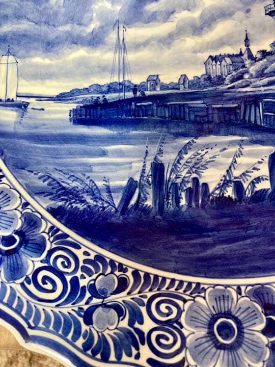 オランダ　アンティーク　41㎝　置物　デルフト 飾り皿　絵皿　delft