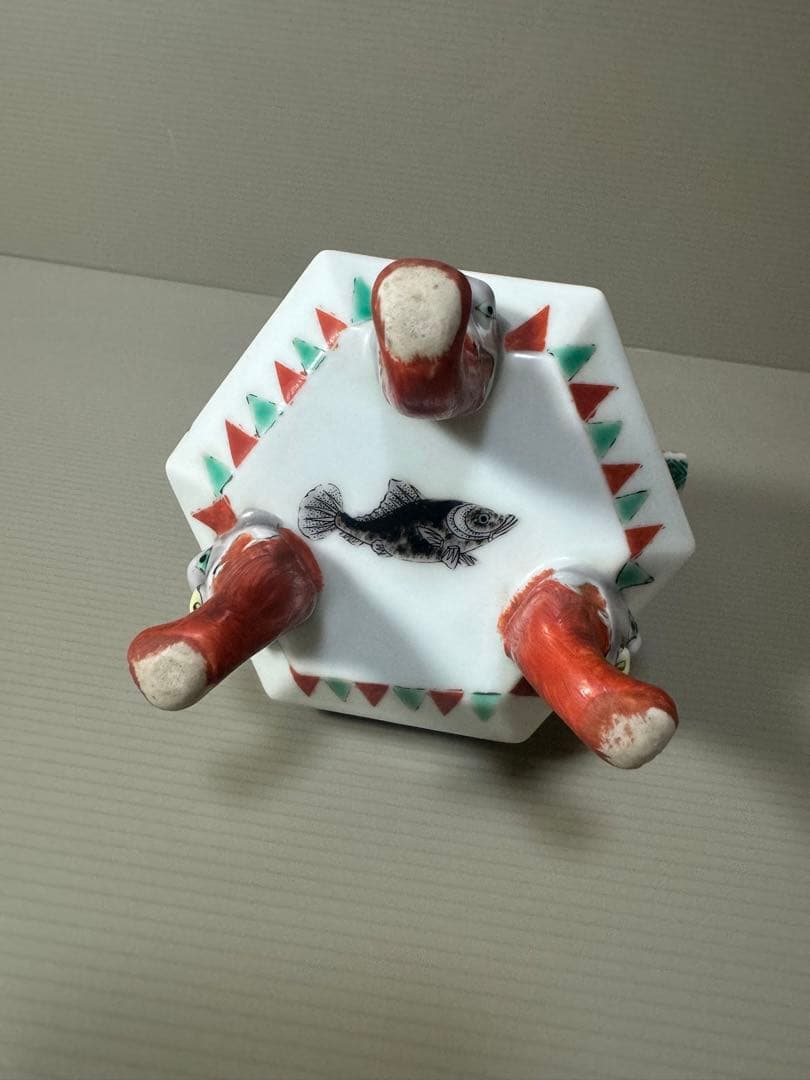 2091 希少　魚文　香炉　時代物