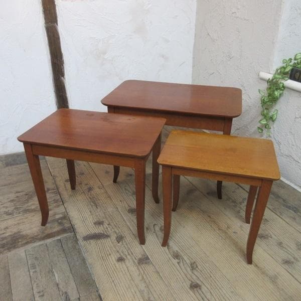 イギリス ビンテージ 家具 ネストテーブル サイドテーブル 3台組 6546c