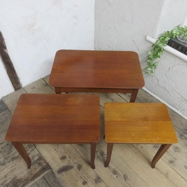 イギリス ビンテージ 家具 ネストテーブル サイドテーブル 3台組 6546c