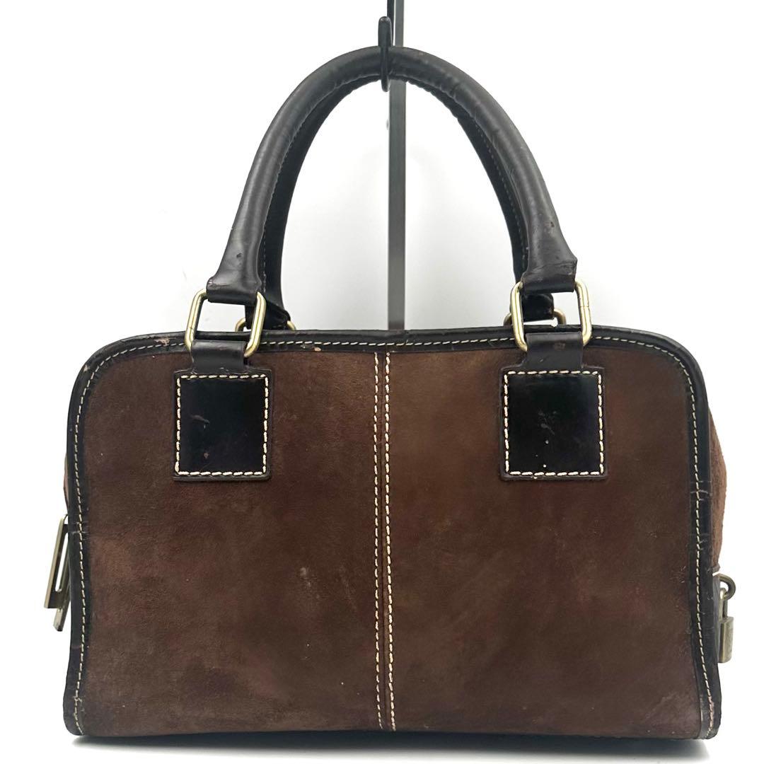 LOEWE アマソナ28 スエード アナグラム ハンドバッグ 南京錠 鍵付