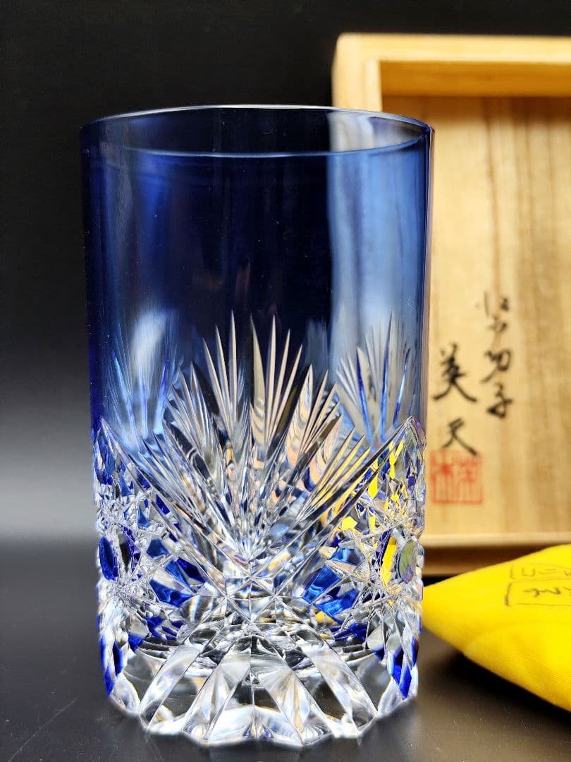 超希少品☆小林英夫 くもの巣切子 江戸切子グラス（切子、江戸切子、薩摩切子）