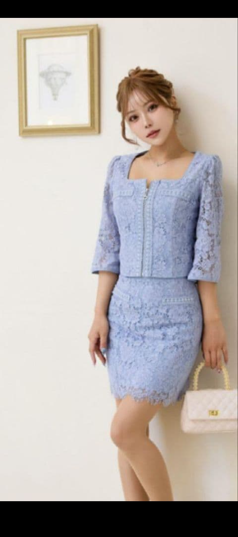 SOBRE ブルー フラワーレース セットアップ　2XＬ