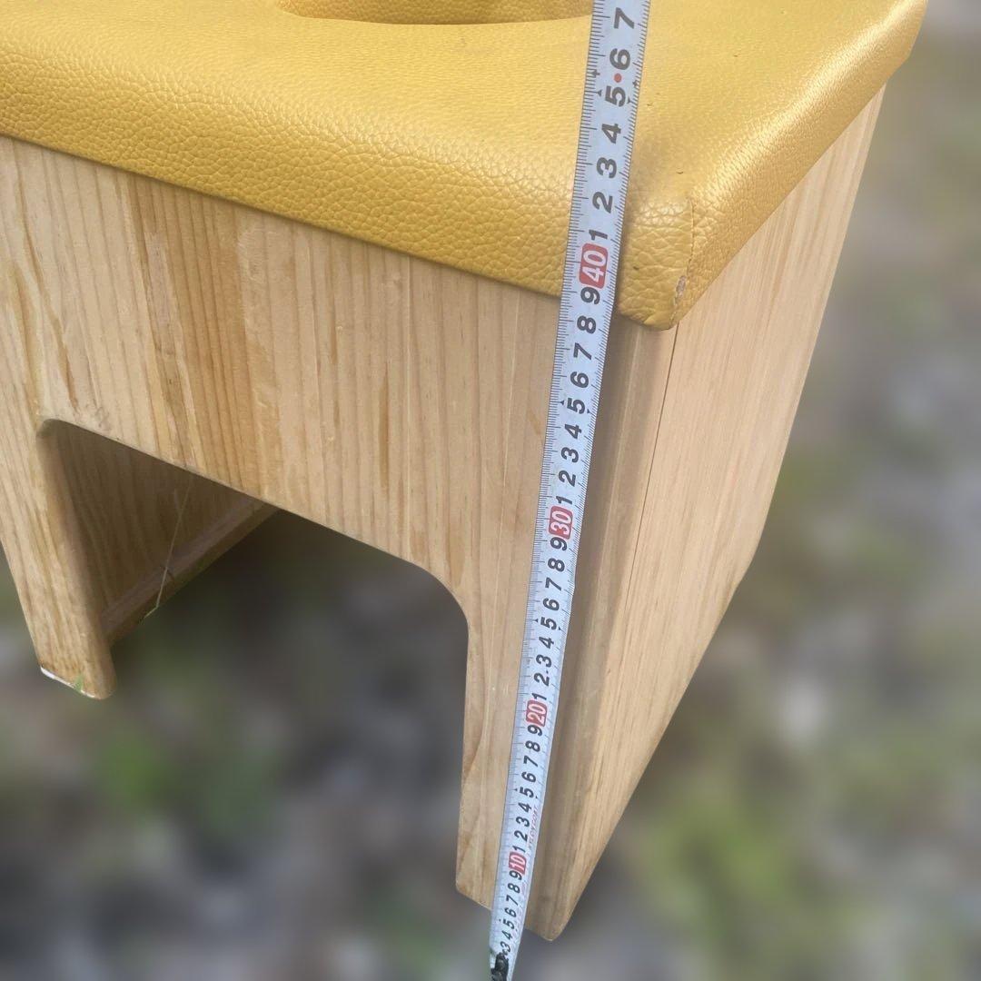 イエロー 合成皮革 スツール　木製　よもぎ蒸し　椅子