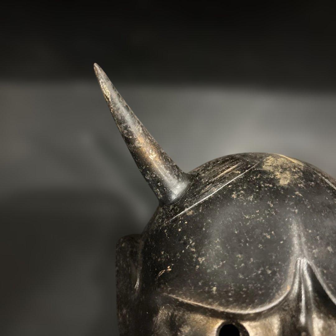 希少】金属製 鬼面 能面 般若系 鋳物 仮面 日本伝統美術 古道具