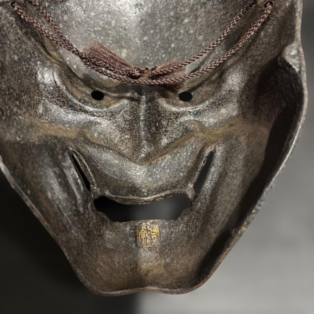 希少】金属製 鬼面 能面 般若系 鋳物 仮面 日本伝統美術 古道具