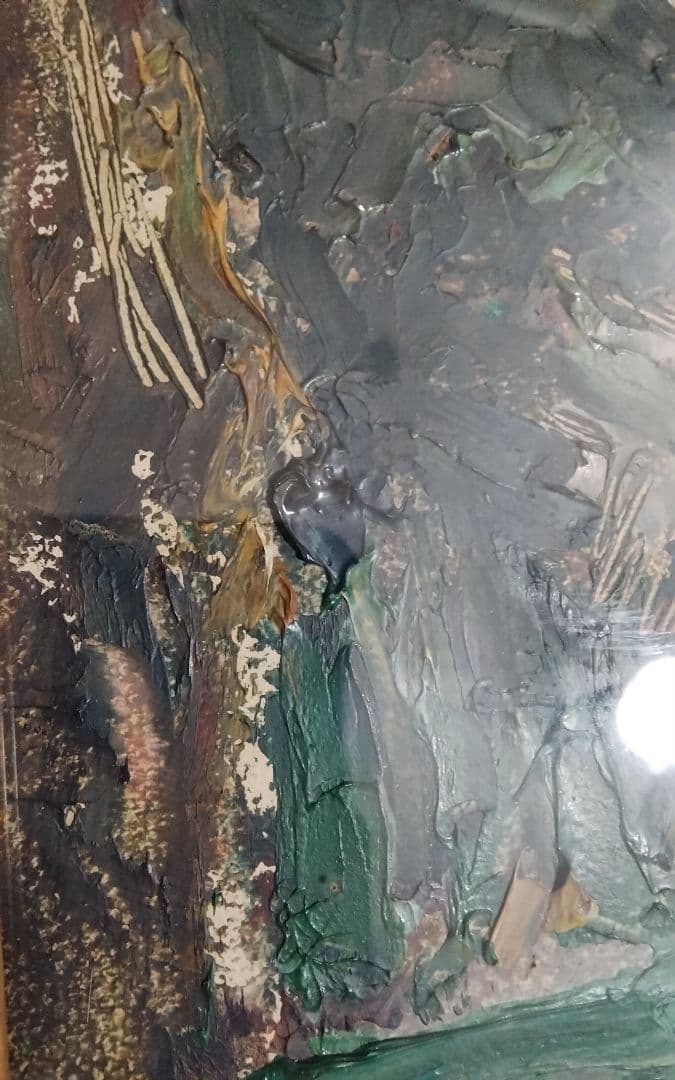 萩谷巌　板に油彩F4河原風景巨匠サロン・ドートンヌ審査員美術年鑑1号43万画家