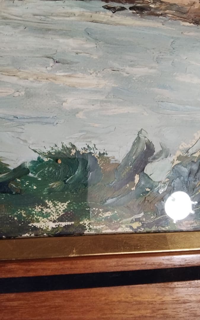 萩谷巌　板に油彩F4河原風景巨匠サロン・ドートンヌ審査員美術年鑑1号43万画家