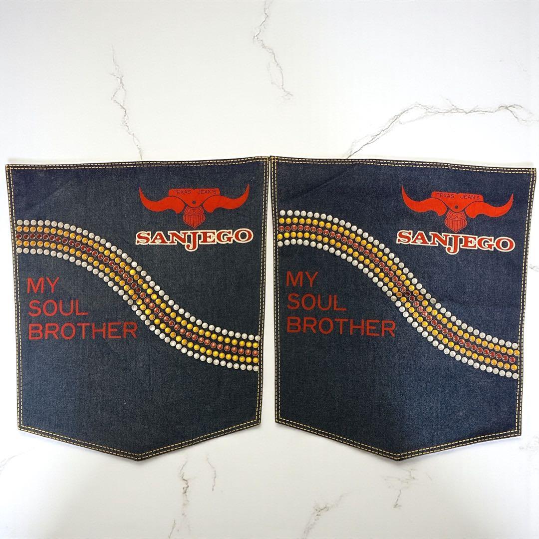 ヴィンテージ SANJEGO サンジェゴ スタッズ デニムバナー パネル 壁掛け