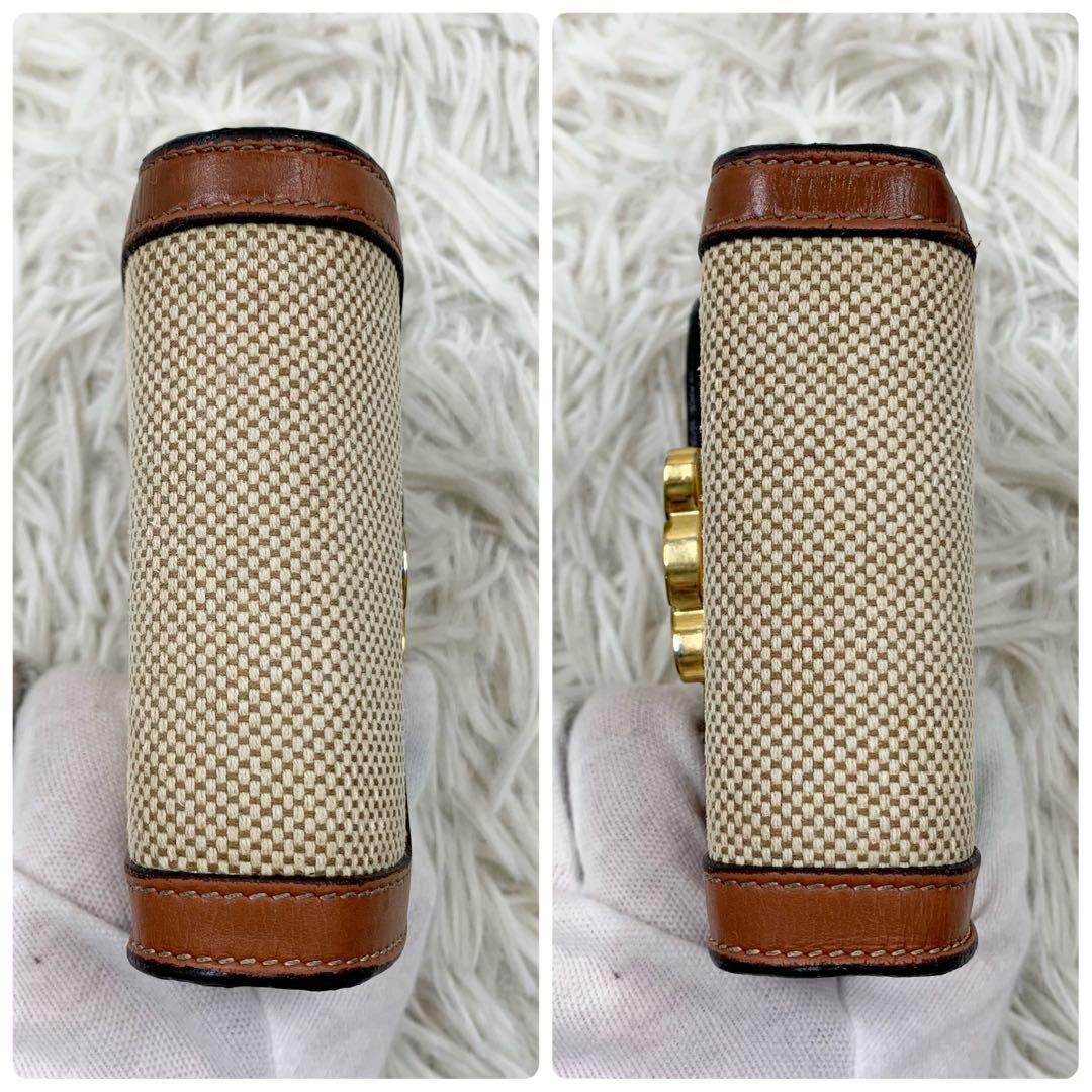 セリーヌ 三つ折り財布 トリオンフ キャンバス レザー ベージュ