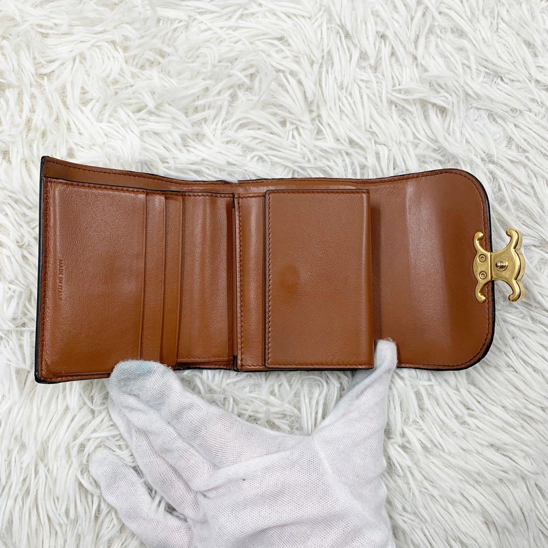 セリーヌ 三つ折り財布 トリオンフ キャンバス レザー ベージュ