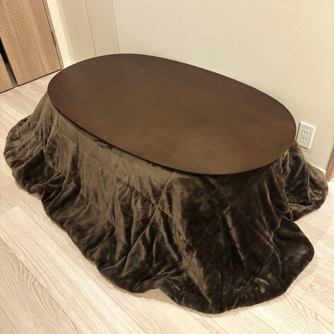 無印良品 こたつにもなるローテーブル 大 こたつ布団&器具付き ウォールナット調