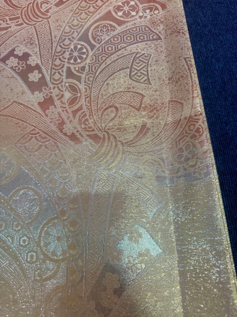 2662袋帯 古代彫金紋 西陣織 金糸　高級上質上品　約440cm 未使用