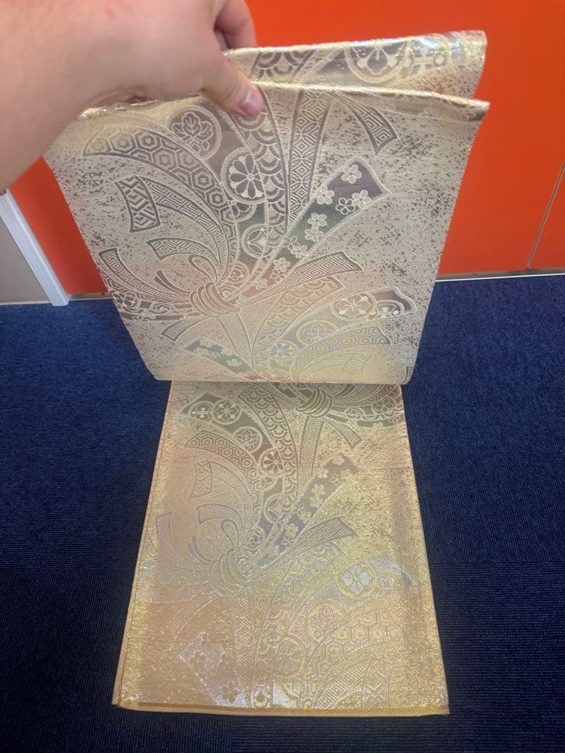 2662袋帯 古代彫金紋 西陣織 金糸　高級上質上品　約440cm 未使用