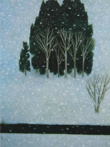 東山魁夷、【雪降る】、希少な額装用画集画、新品高級額 額装付、状態良好