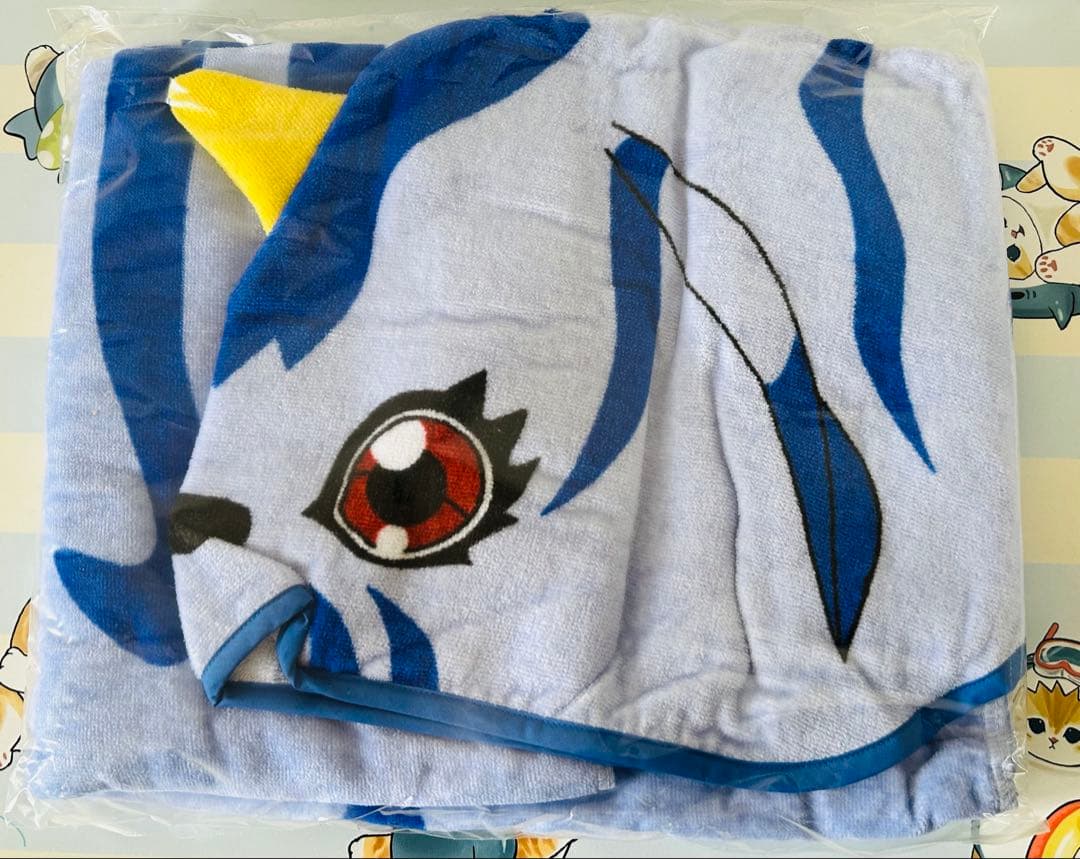 新品【匿名配送】デジモンアドベンチャー　ガブモン　フード付きバスタオル　デジモン