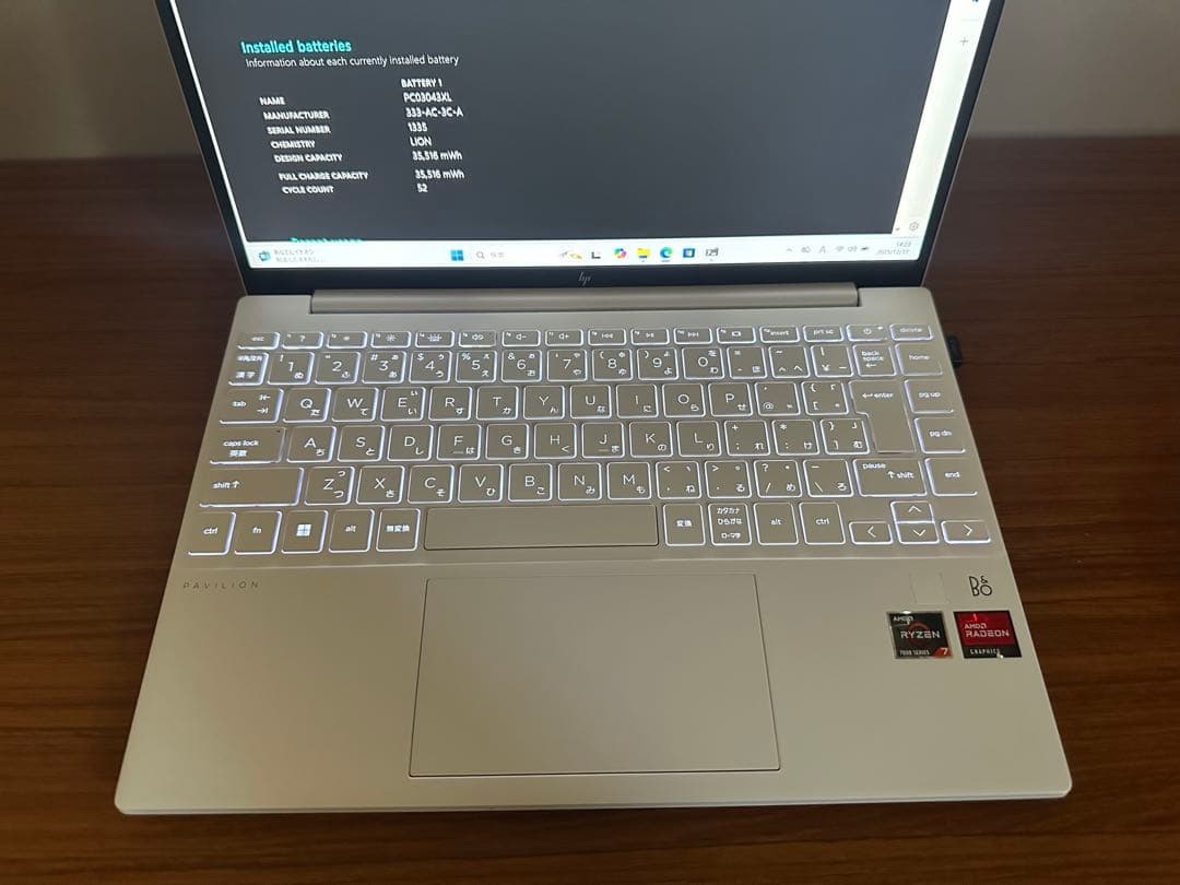 Windowsノート本体 HP Pavilion Aero 13 Ryzen7 7735 16/512
