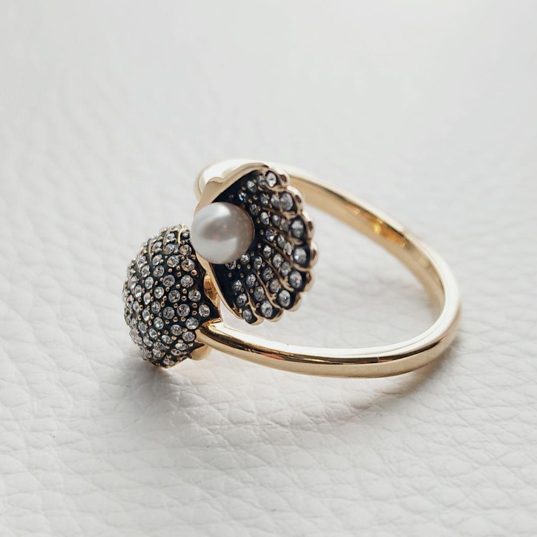 【未使用】スワロフスキー　idyllia　オープンリング　貝　パール 16号