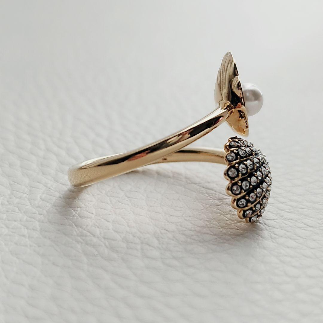 【未使用】スワロフスキー　idyllia　オープンリング　貝　パール 16号