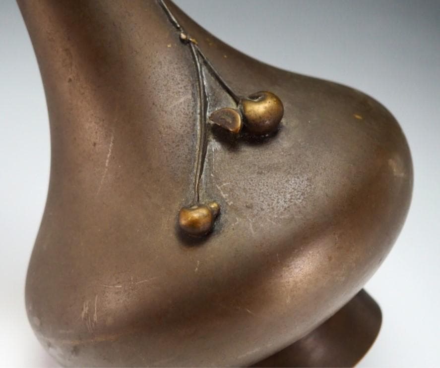 ◆『大島如雲』作 唐銅製 蟹飾瓢箪花瓶◆検）加納夏雄 後藤一乗 桂光春 明治金工