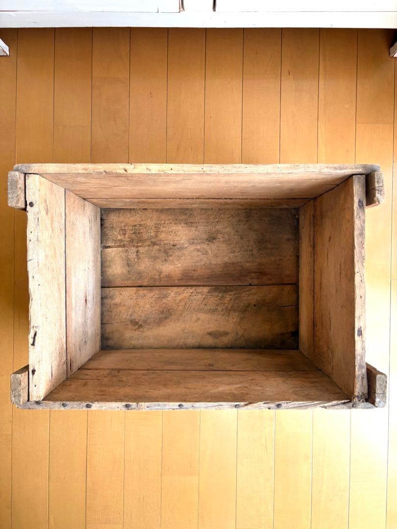 アンティーク　特大　ショコラムニエ　ウッドコンテナ　木箱　ボックス　ステンシル