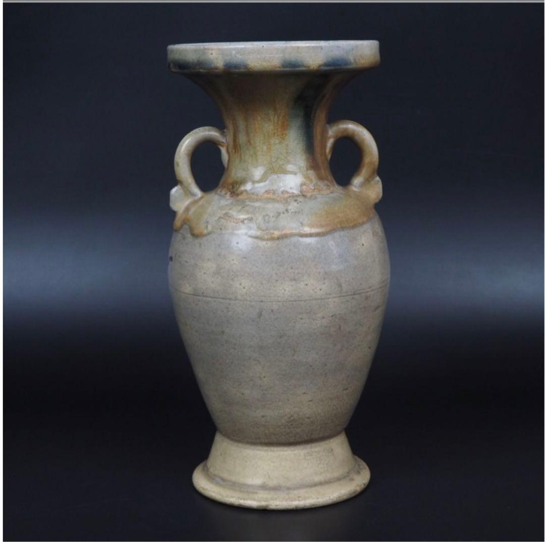 送料無料　明治期 古相馬双耳花瓶 　高さ25.5ｃｍ