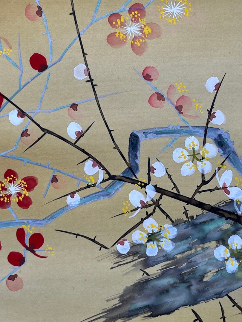 掛軸 玉芳筆「 梅に鶯 」1010