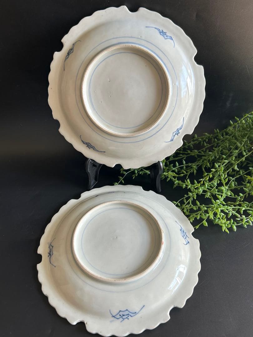 骨董 江戸時代末期？～明治？ 古伊万里　染錦色絵　花鳥図　縁起物