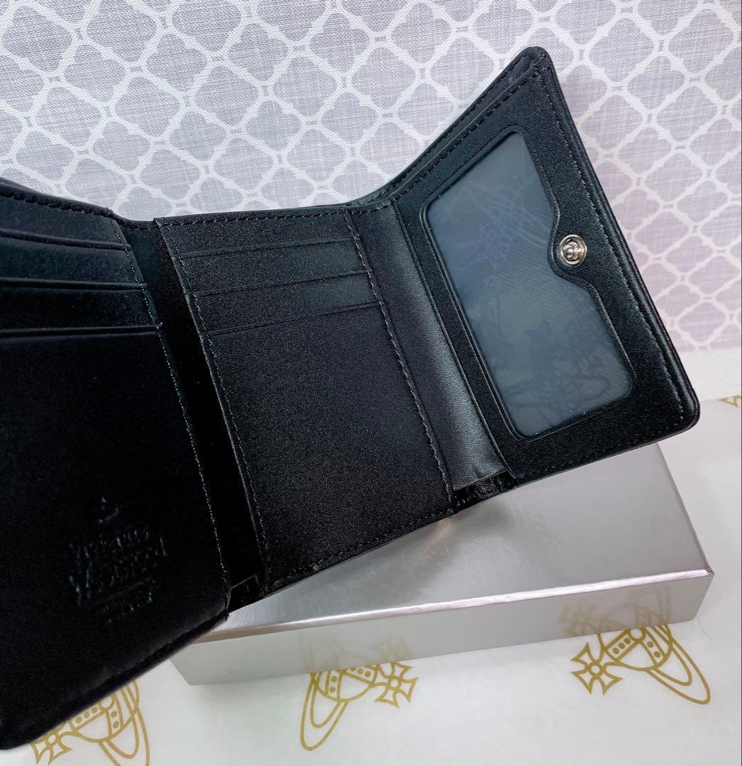 【新作✩内柄も素敵】Vivienne Westwood 三つ折り財布 マット 黒