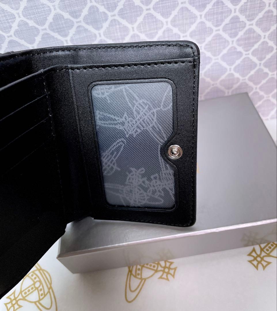 【新作✩内柄も素敵】Vivienne Westwood 三つ折り財布 マット 黒