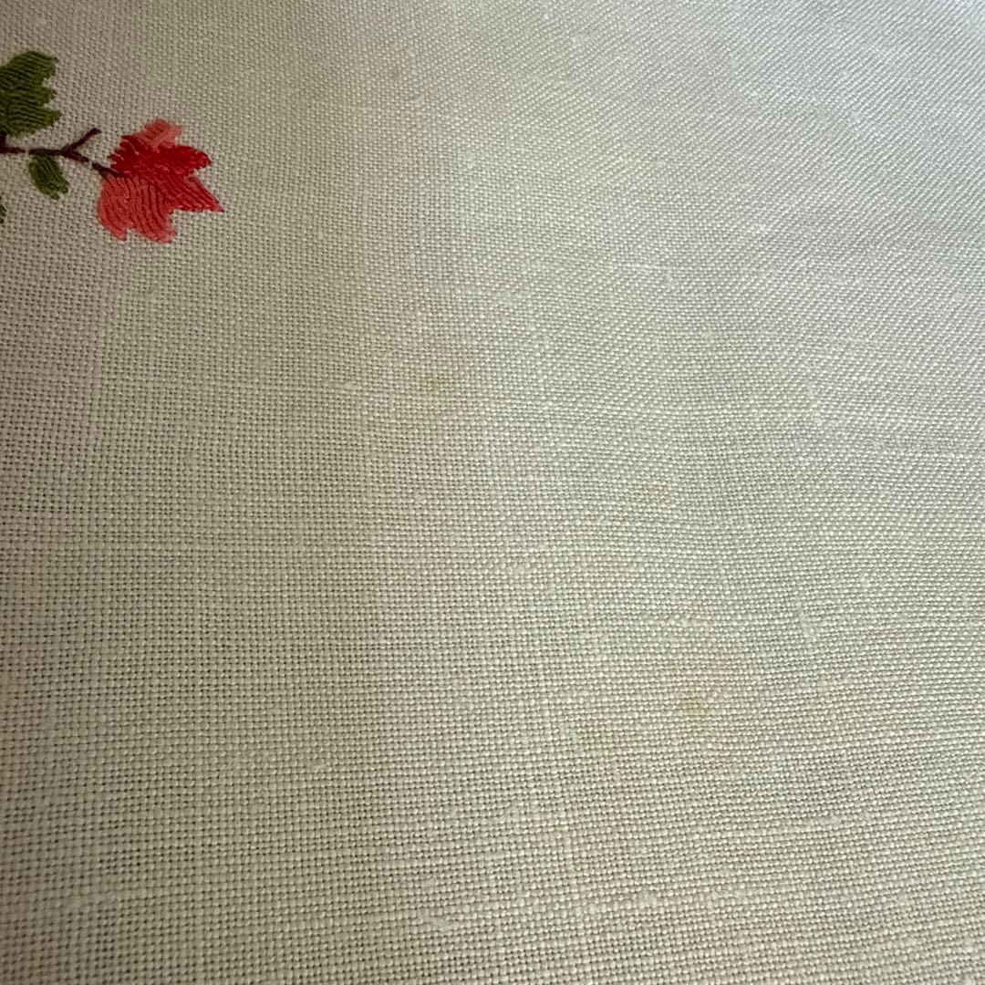 フランスアンティークஐ⋆*花柄刺繍のリネンクロス