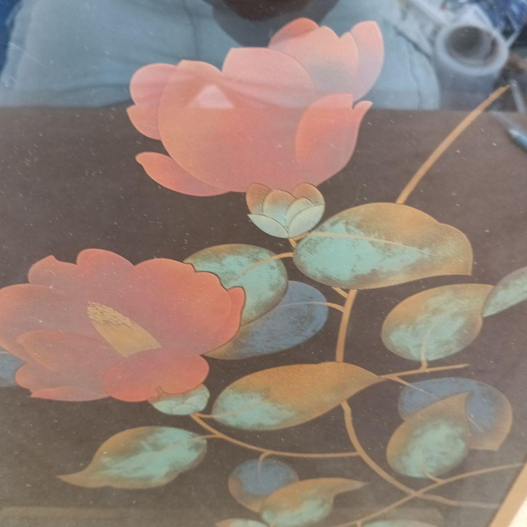 4050）桜井一良　輪島塗　椿図　額装