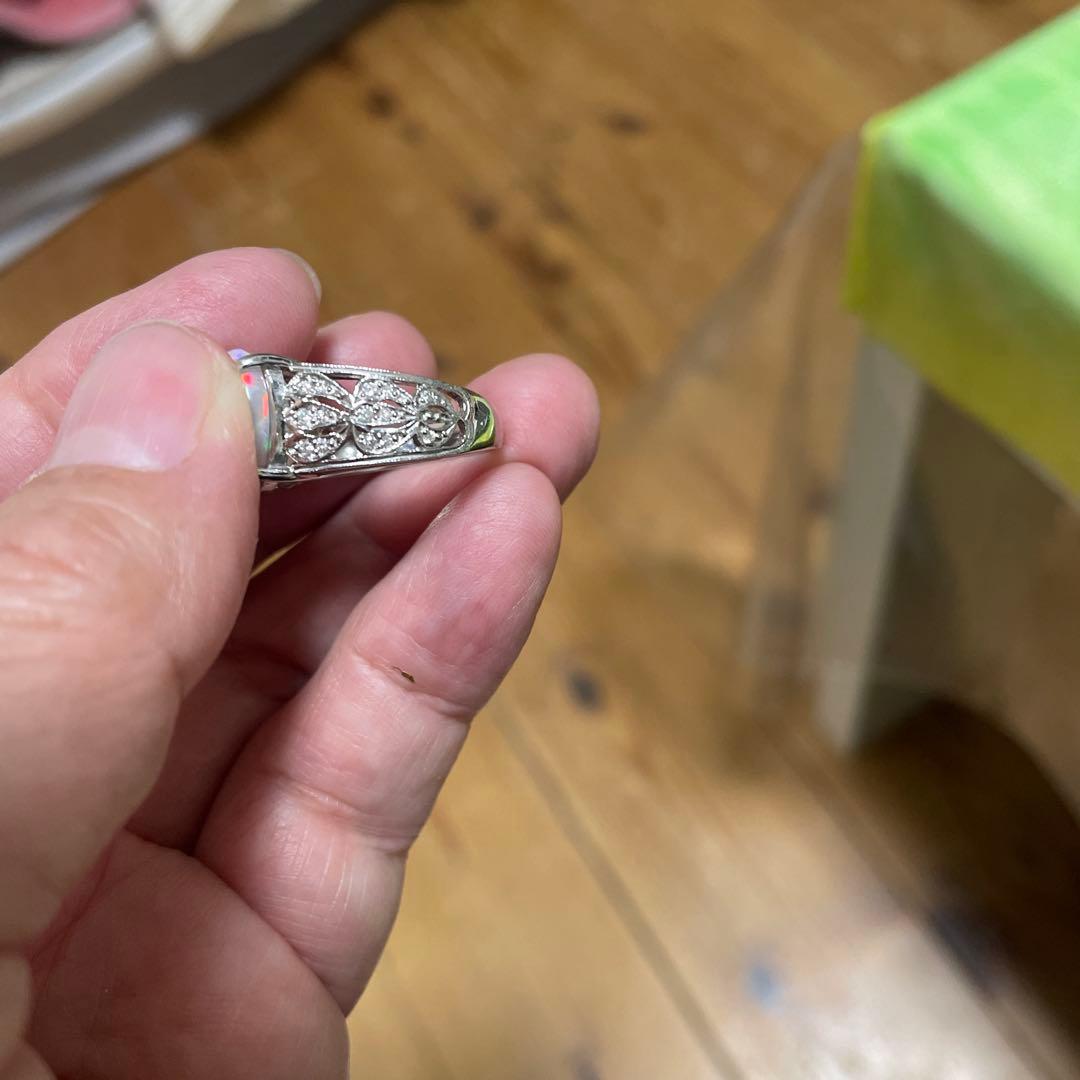 オパールプラチナ900 ダイヤモンド0.17 オパール2.20 8g