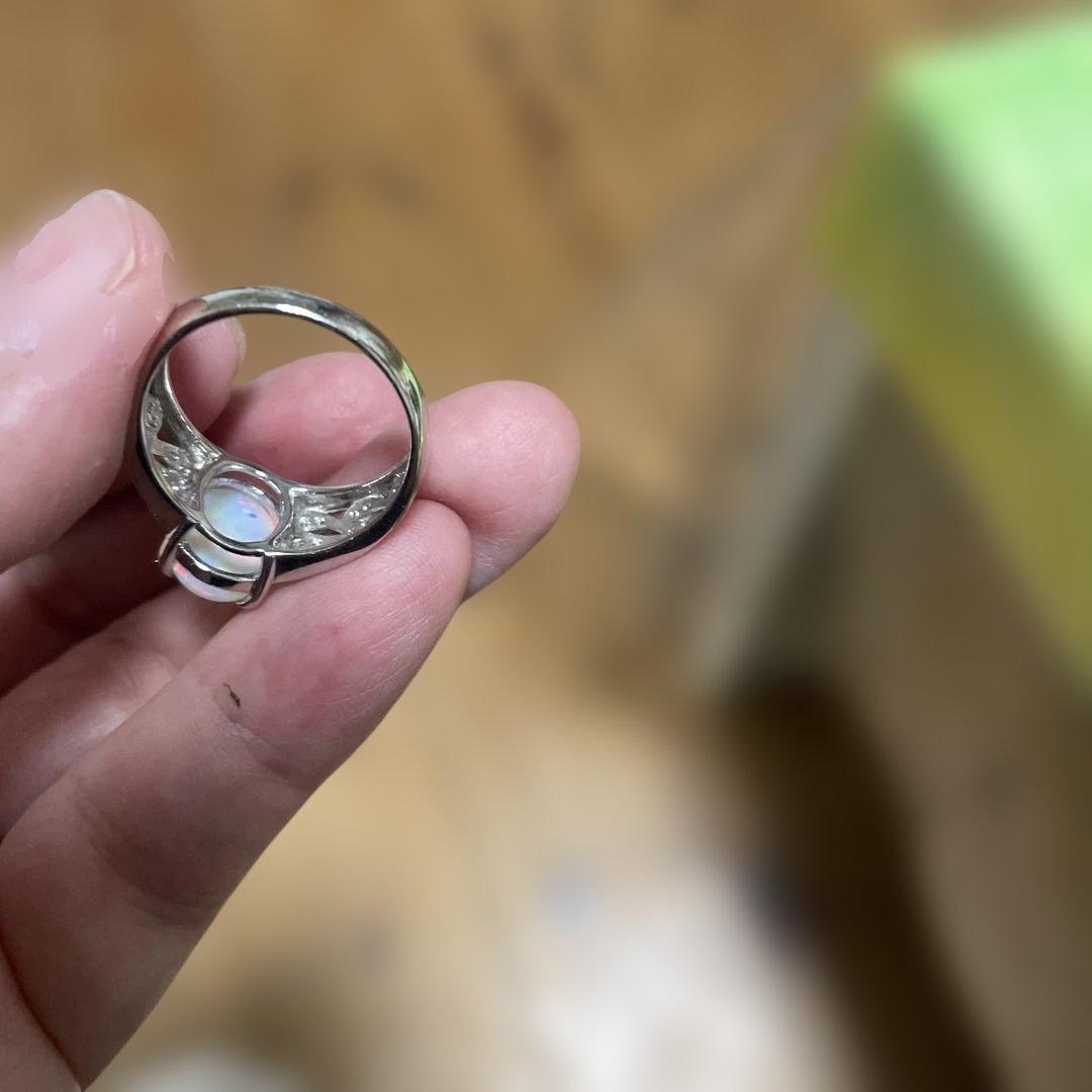 オパールプラチナ900 ダイヤモンド0.17 オパール2.20 8g