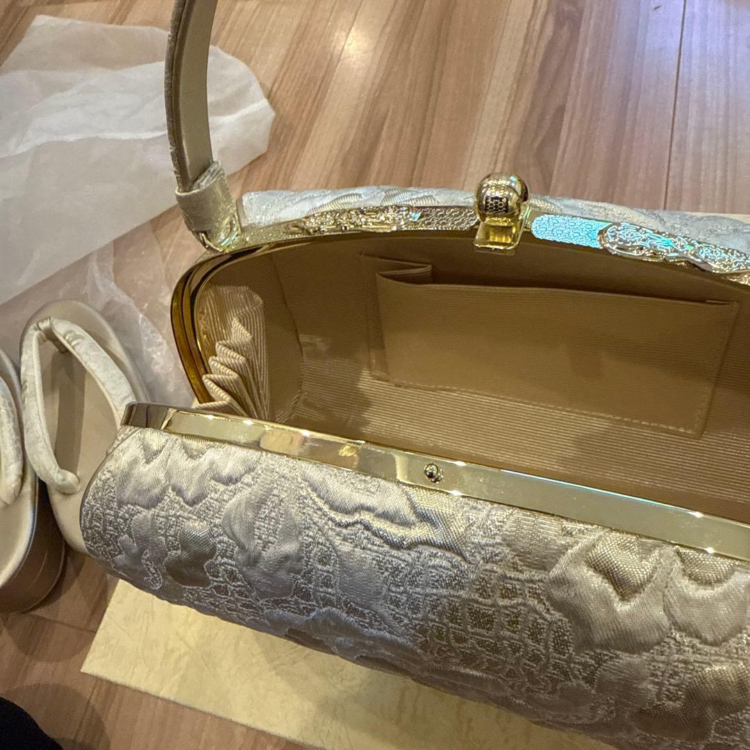 草履バッグセット　ゴールド和装・留袖黒留袖M 22.5-23.5 七五三　結婚式