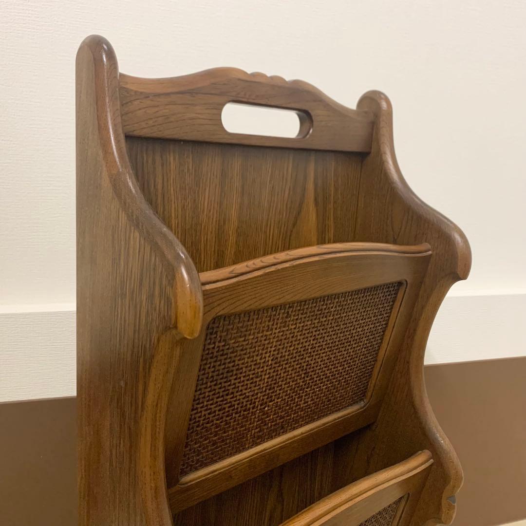 【美品】カリモク マガジンラック 木製ヴィンテージ 昭和レトロ