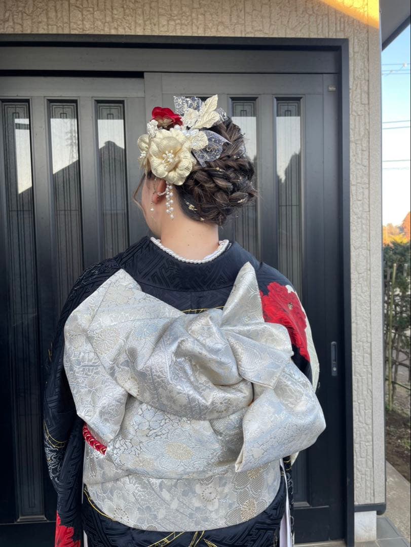 大幅値下げ‼️即発送・美品　正絹 振袖 フルセット 黒 鶴 成人式・前撮り・卒業式