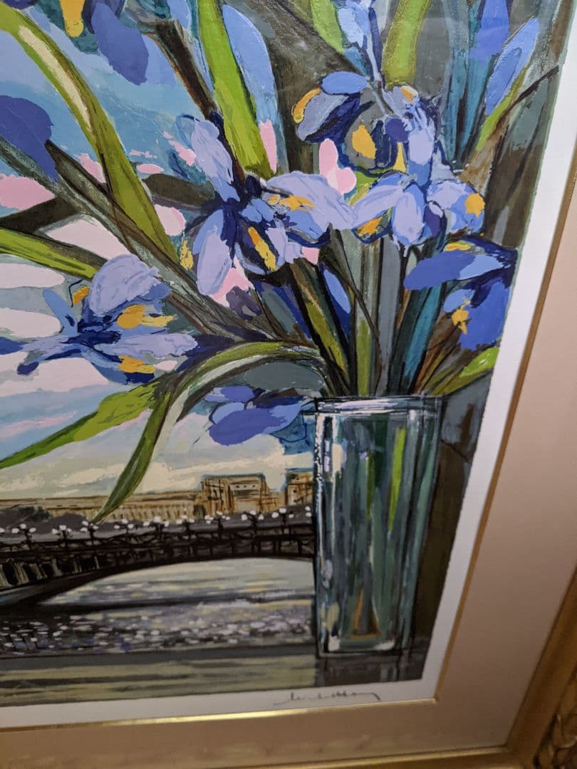 絵画　エッフェル塔とアイリス
