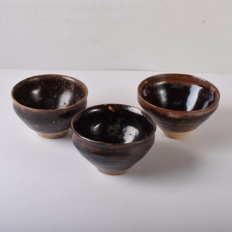 茶道具　瀬戸焼　古瀬戸天目茶碗　3点まとめて　V　R8468