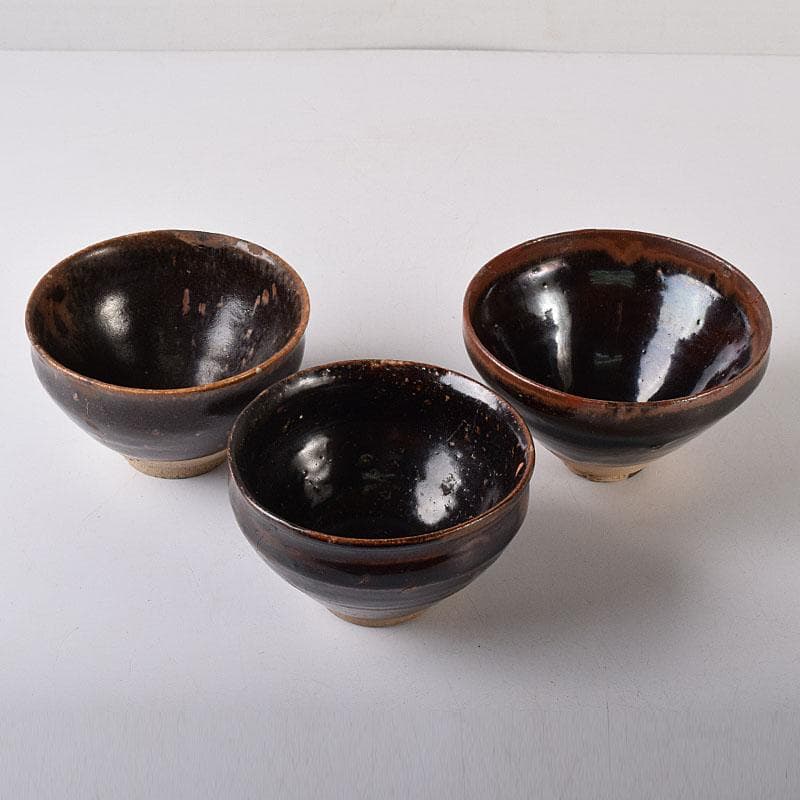 茶道具　瀬戸焼　古瀬戸天目茶碗　3点まとめて　V　R8468