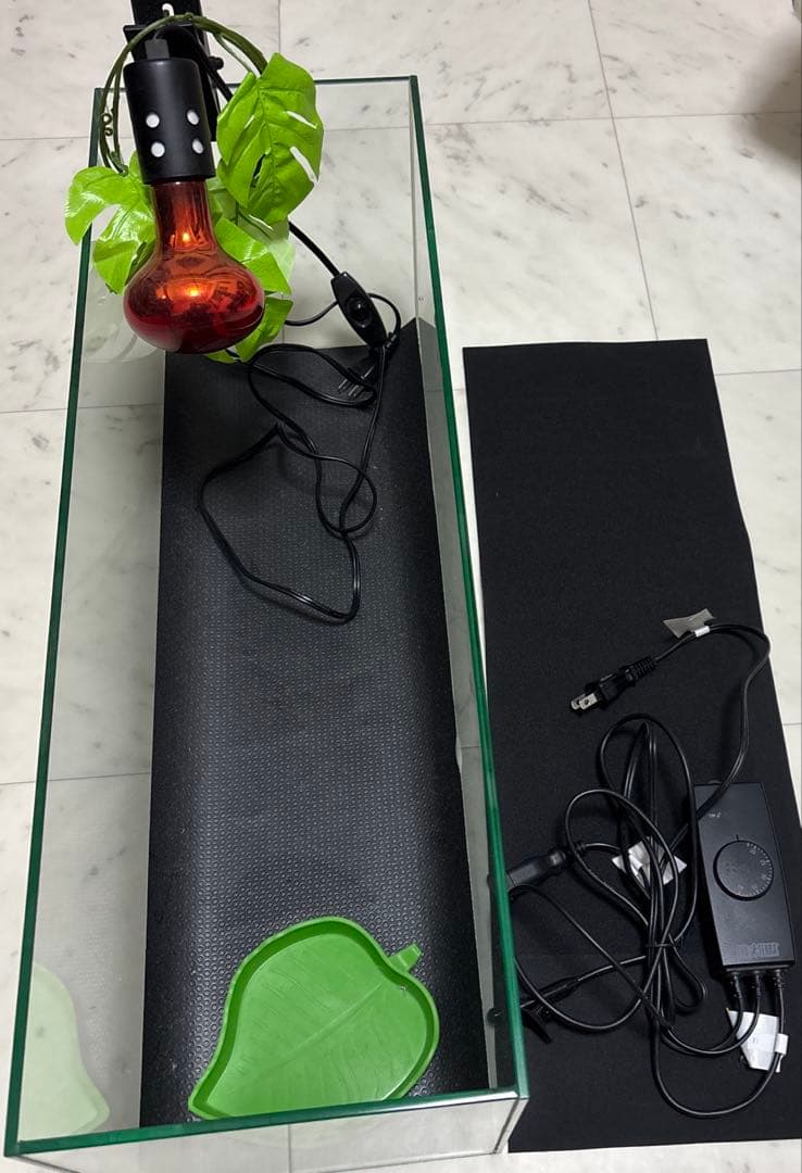 ガラス製飼育ケージ ヒーターランプ付き　爬虫類　飼育セット　リクガメ