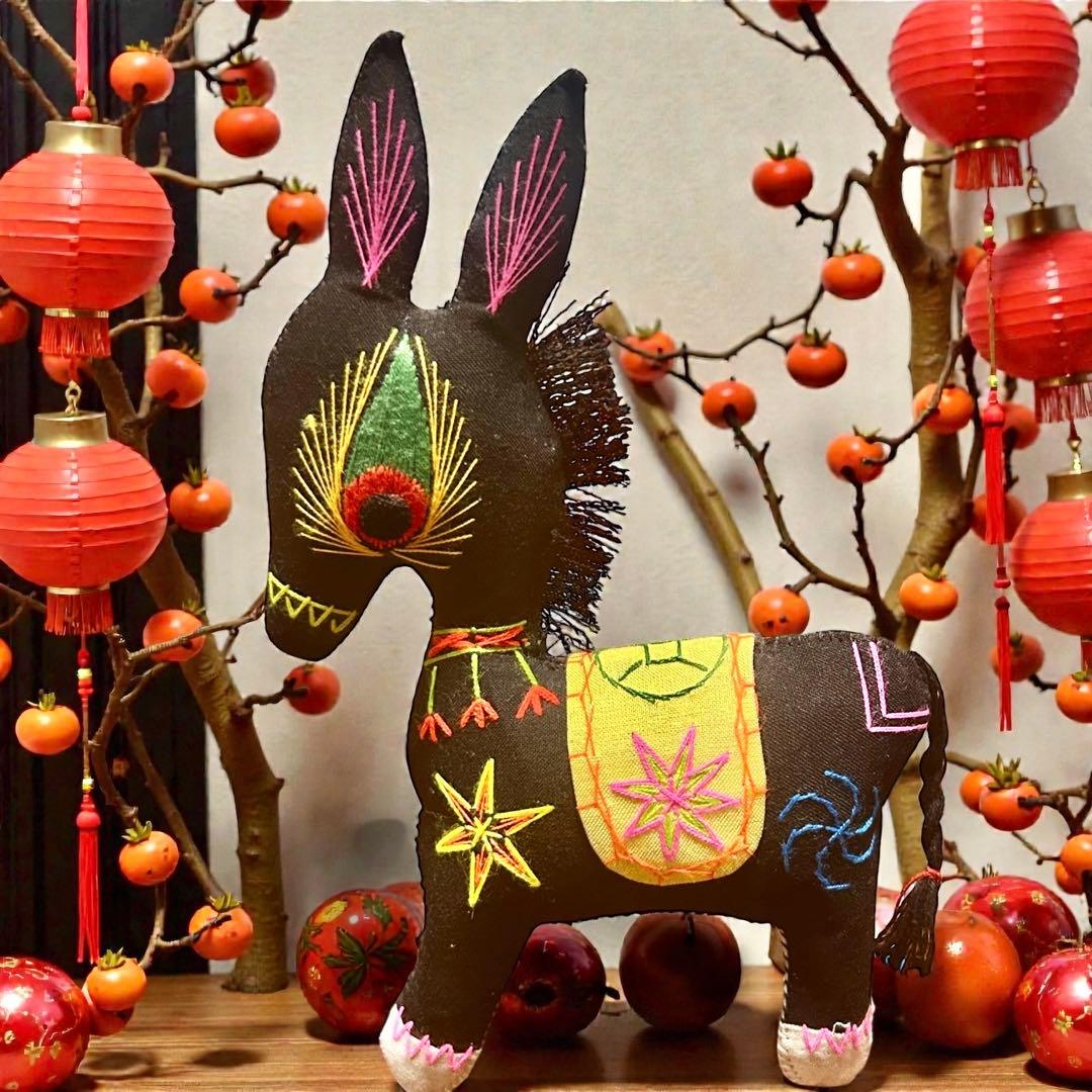 昭和期の中国民間玩具・陝西省西安 毛馿（馬）郷土玩具　午年　干支飾り