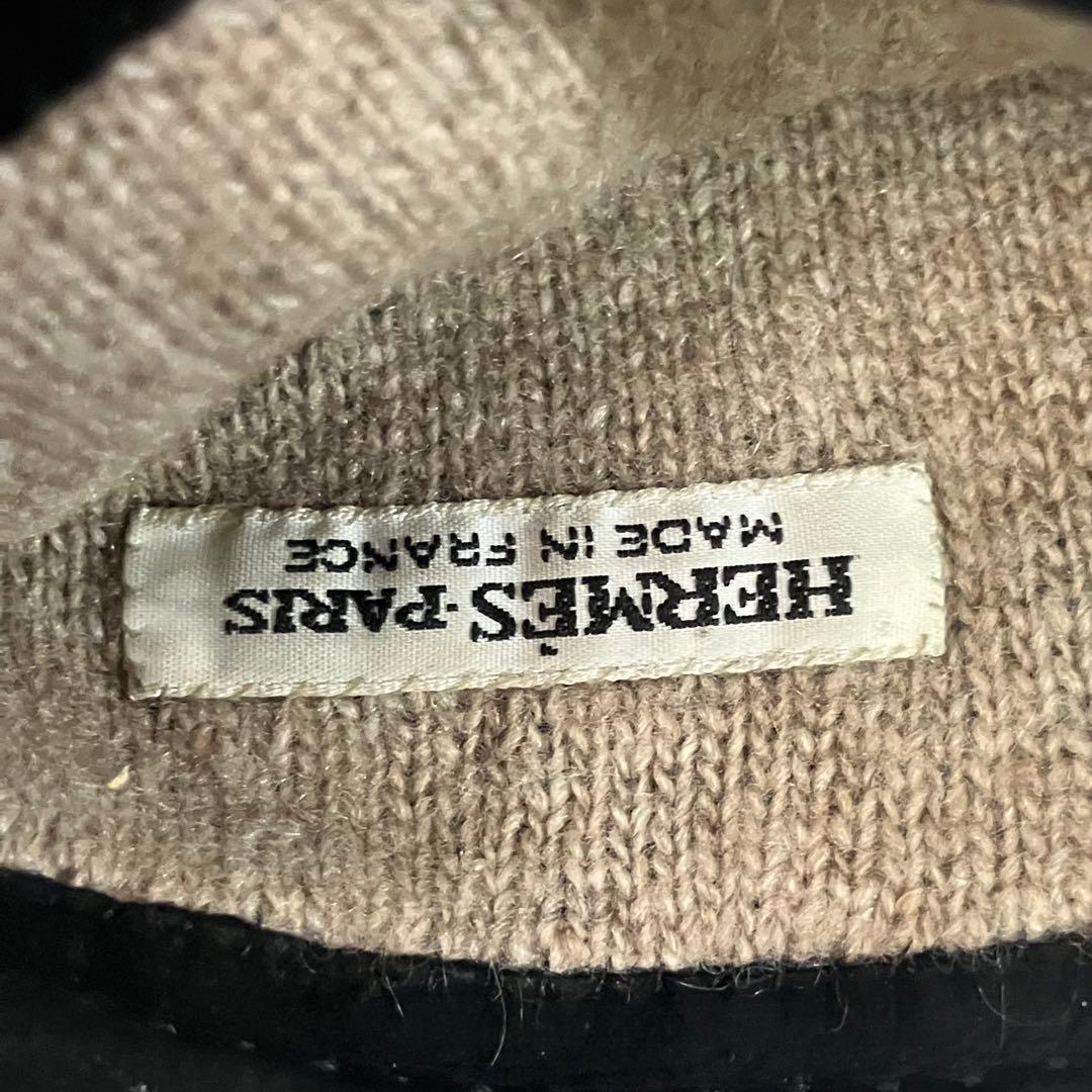 【未使用級】HERMES エルメス　最上級カシミア スエード　手袋　Hロゴ　黒