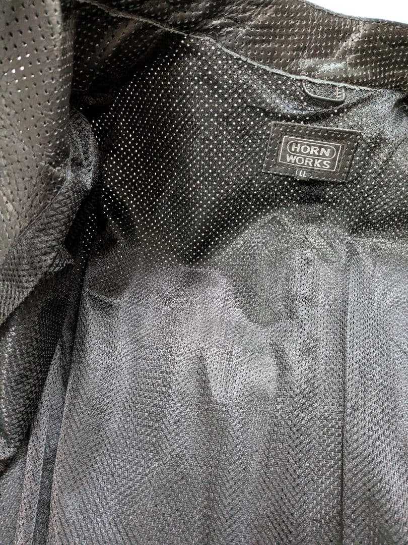 美品 LLサイズ✨ホーンワークス 黒 バッファローレザーライダース　パンチング