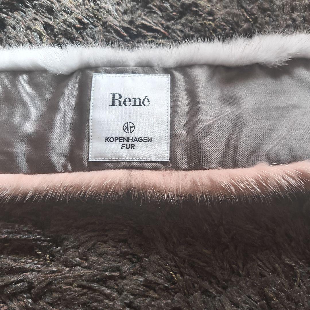 René グレー/ピンク ミンクマフラー